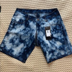 Cellblock 13 Men's Axis Blue Tie-Dye Zipper Shorts